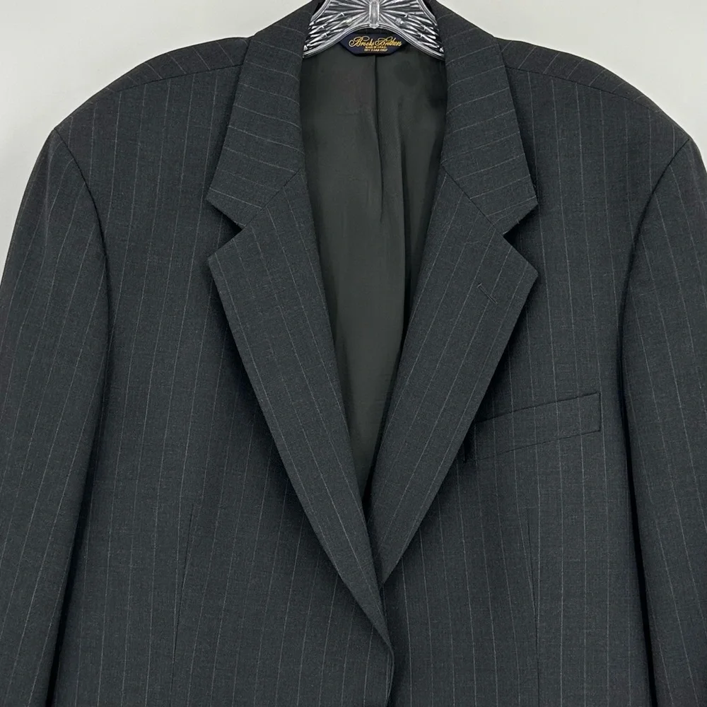 Brooks Brothers Brooksease Wool Striped Suit Coat Sports Coat Gray Size 44R